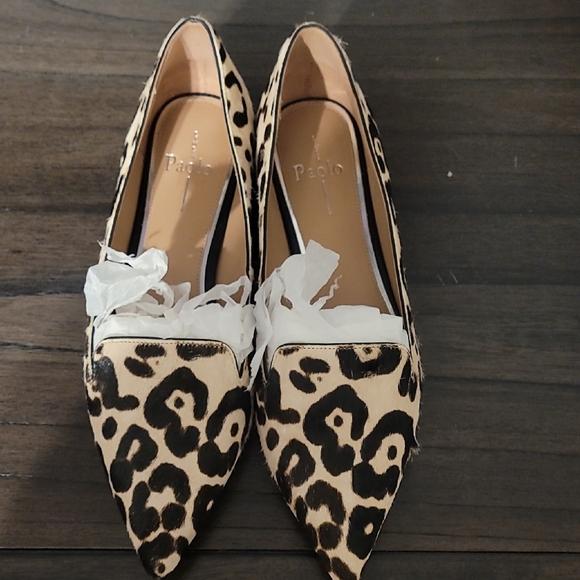 Paolo Black and Cream Leopard Heels - Picture 1 of 4